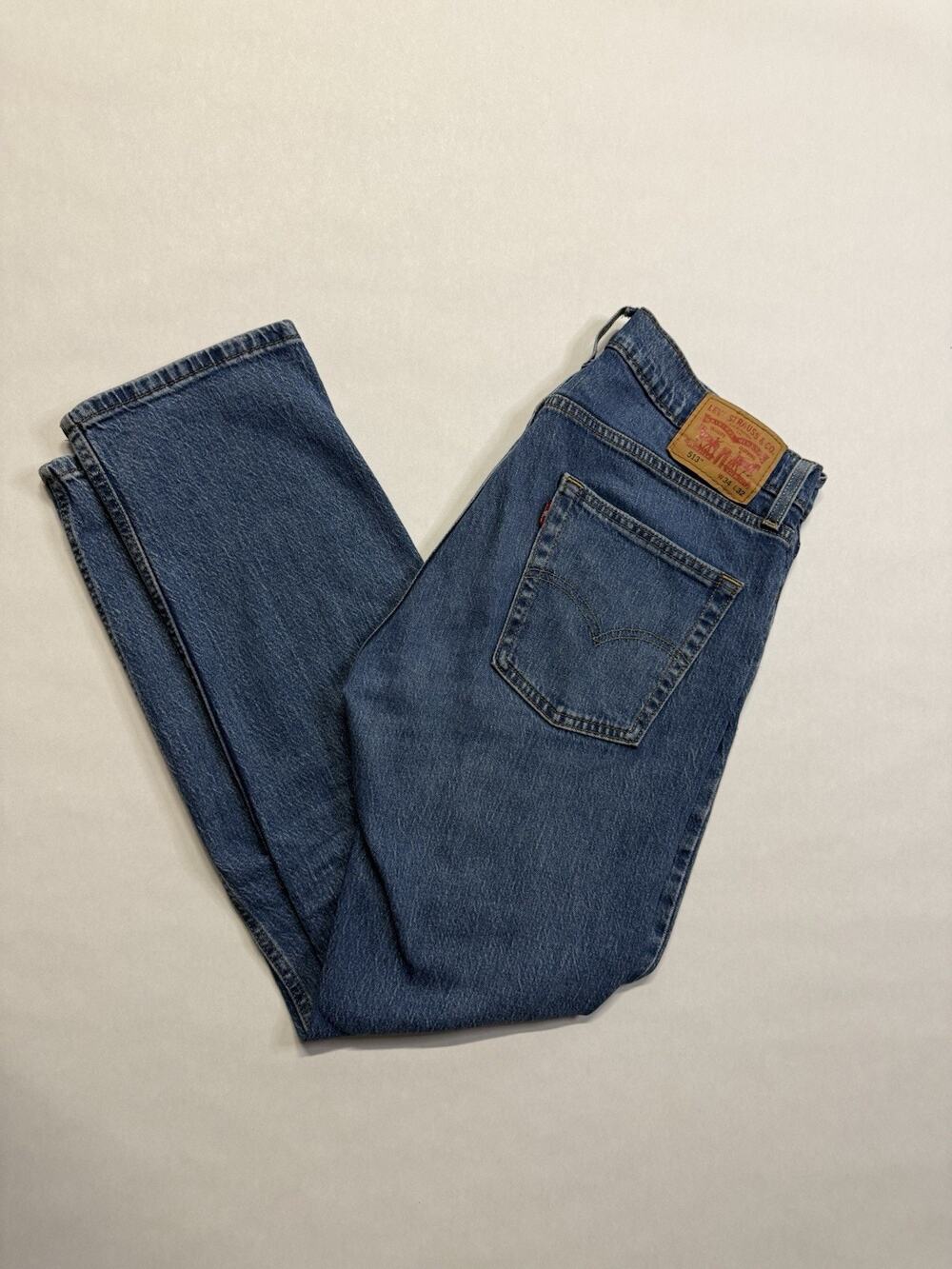513 34x32 Levi's Men's Blue Medium Wash Slim Straight Fit Denim Jeans Mid Rise